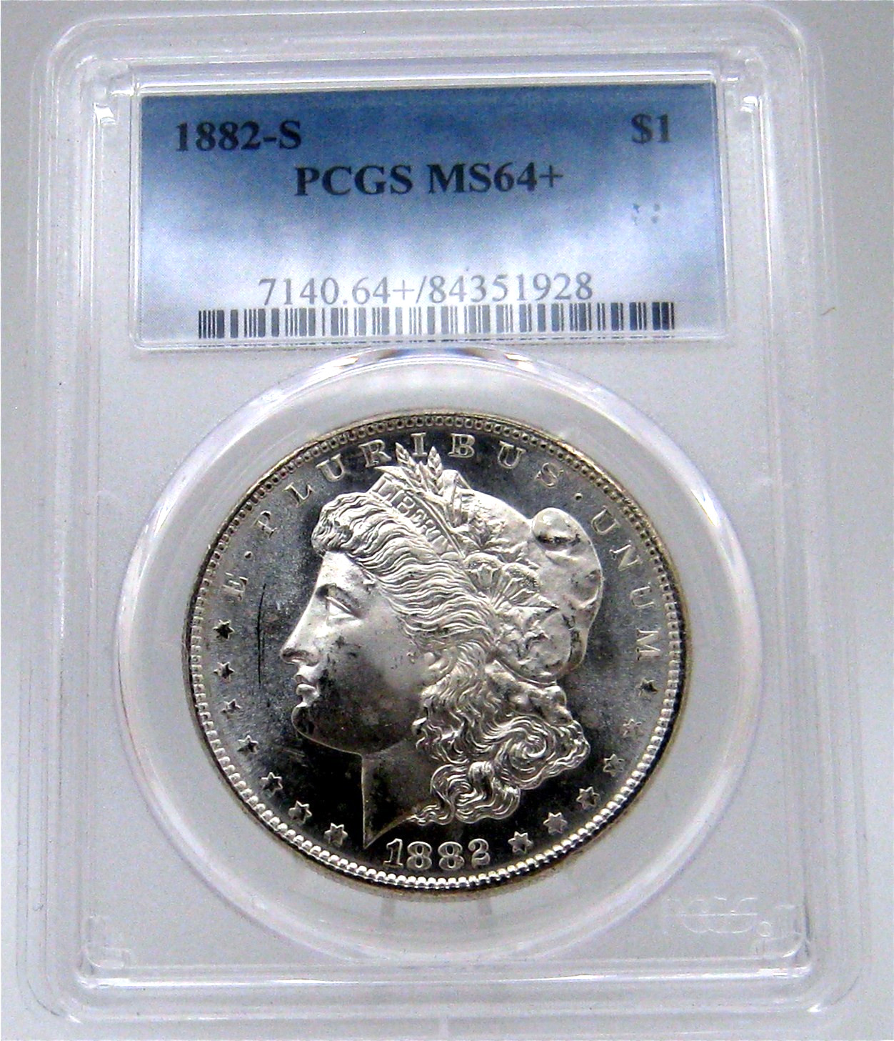 1882-S Morgan Silver Dollar $1 PCGS MS-64+ PLUS " STRANGE 2 IN DATE " VARIETY