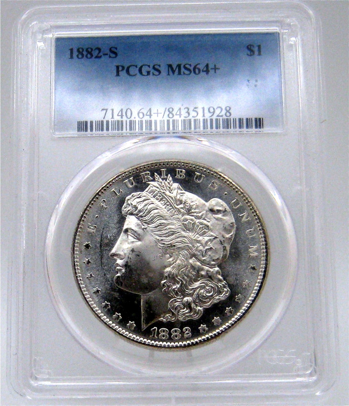 1882-S Morgan Silver Dollar $1 PCGS MS-64+ PLUS " STRANGE 2 IN DATE " VARIETY