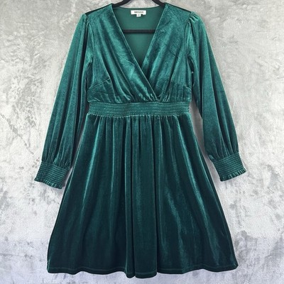 Briggs Dress Women's XS Green Velvet Long Sleeve V-Neck | eBay