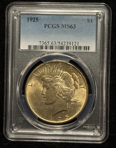 PCGS MS 63 1925 Peace One Dollar S$1 Silver Coin-121