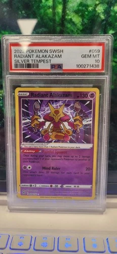 Radiant Alakazam 059/195 Sword & Shield - Silver Tempest Holo PSA 10 GEM MINT