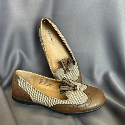 ComfortView Aster Ballet Flats Loafer 8 M Slip On Houndstooth Tassels Preppy