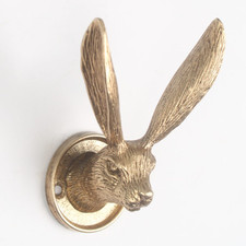 Metal Gold Hare Hook Vintage Rabbit Figurine Leads Coat Bunny Wall Hanger Hook