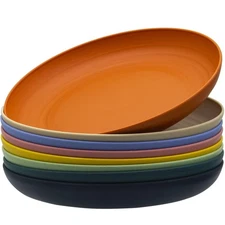 Deep Dinner Plates Set, 10in Unbreakable Wheat Straw Plates, 8pcs Lightweight...