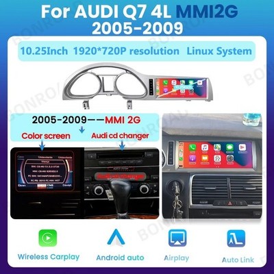 10.25'' 4+32G Android 14 Touchscreen CarPlay For Audi Multimedia Q7 4L 09-15 GPS