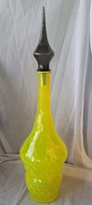 Empoli Genie Bottle Decanter Optic Lemon Diamond Quilted Design