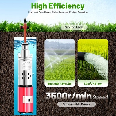 12V DC Submersible Pump Deep Well Water Pump Stainless Steel 12 Volt NEW
