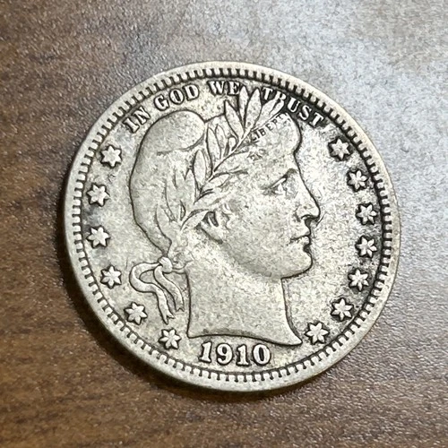 1910 Barber Silver Quarter VF