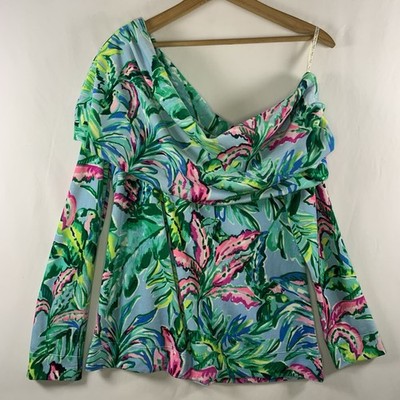 Lilly Pulitzer Womens Velour Belinda Off Shoulder Sweater Sz L Coastal Preppy