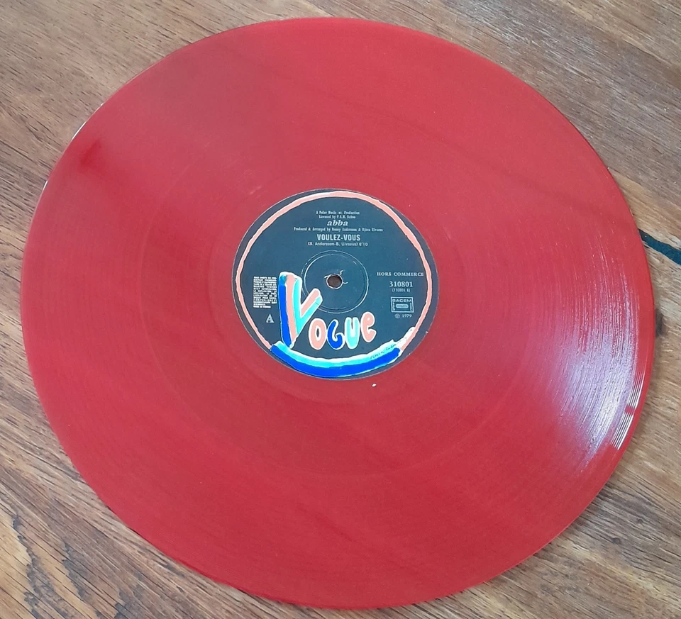 TRES RARE French 33t. Single 12"  ABBA Voulez-Vous HORS COMMERCE COLOR RED Disco - Photo 2/3