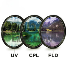 3in1 UV CPL FLD Camera Lens Filter Set 49-77mm + Bag For Canon Nikon Sony