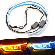 2pcs 60cm Flexible Led Car Headlight Slim Strip Sequential Turn Signal Drl Light