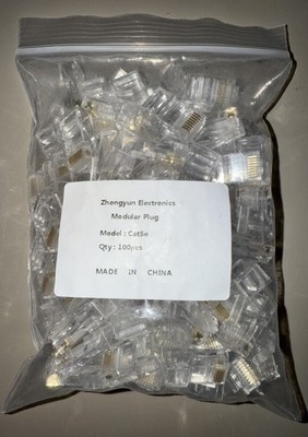 100pcs RJ45 Modular Plugs 8P8C Ethernet Cable Connector Cat5e Cat6 End Plug