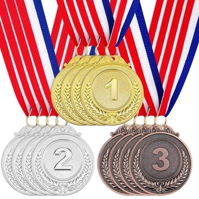 Shindel 12-Pack Winner Medals - 1st, 2nd, 3rd Place Gold Silver Bronze Awards With Ribbons For Sports, Parties & Competitions (2 Inch)