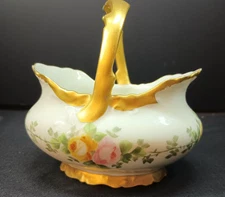 Antique 1908 Tressemann T & V Limoges Yellow Gold Gilt Porcelain Tea Holder