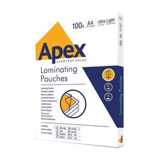 Apex A4 Laminating Pouches, Glossy Finish, 100 Sheets - Super-Flex - Ideal for N