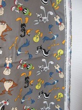 Looney Tunes Cartoon Characters Bugs Taz Tweety Gray Cotton Fabric SBTYX 44