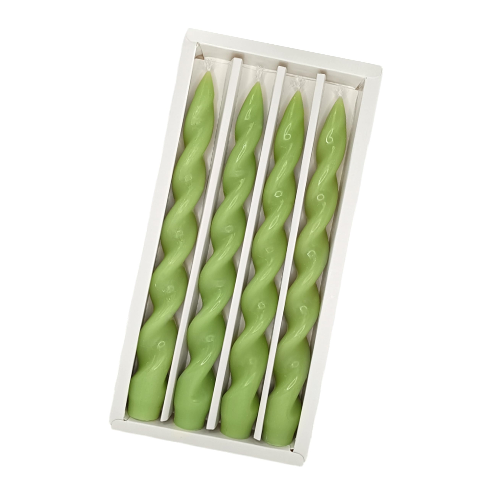 Green Spiral Taper Candles 10 Inch Twisted Candlesticks for Decorative Lighting