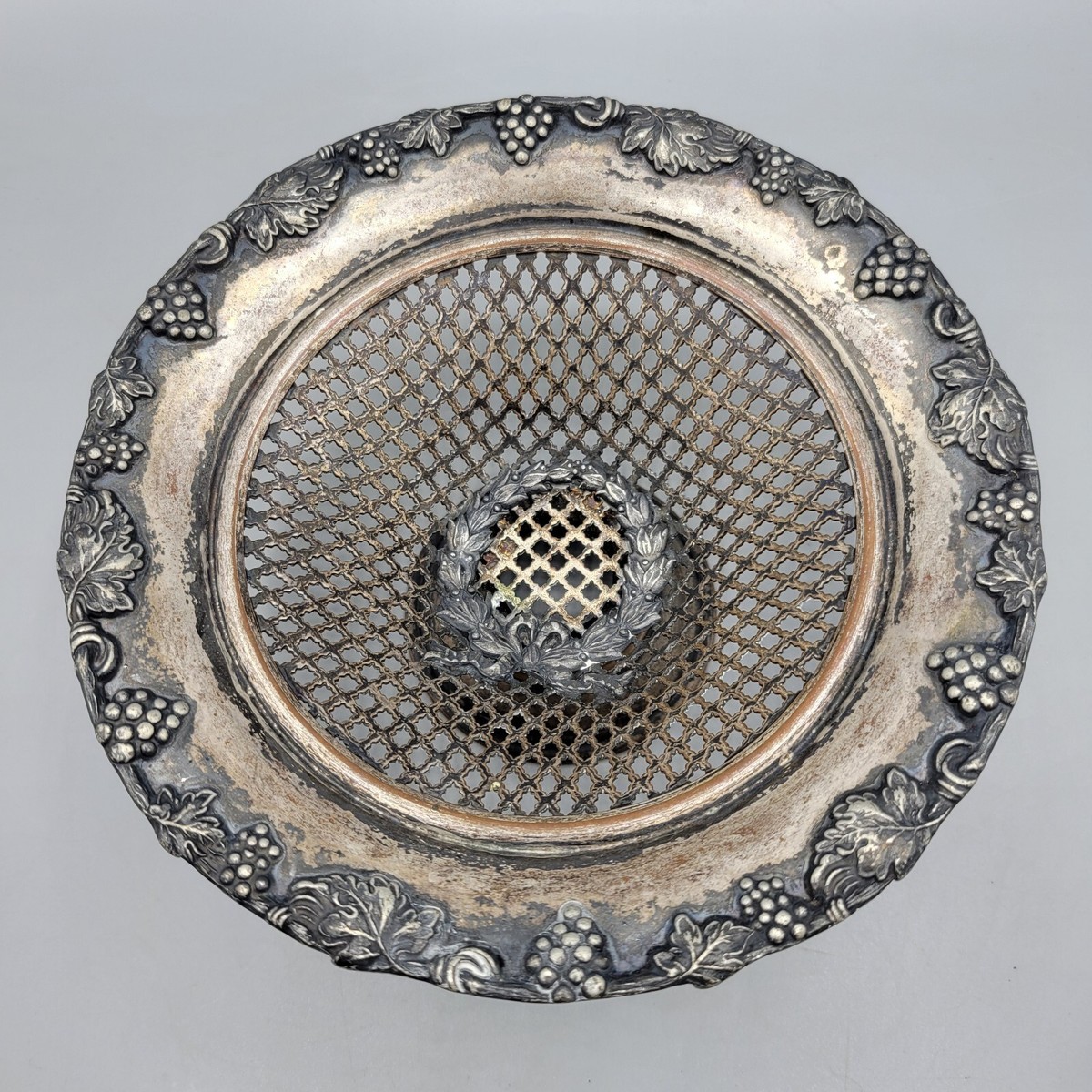 【Sheffield Silver Co.】 ワイントレー 35cm L. B. S. Co. Sheffield Vintage Silver Plated Open Basket Weave