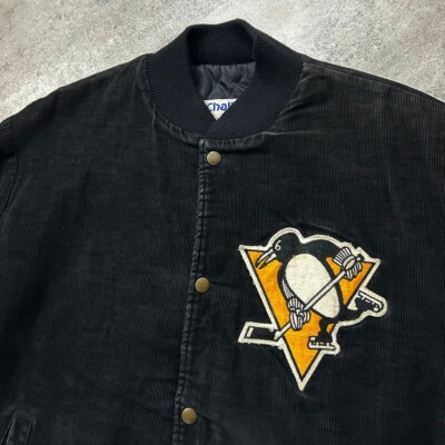 VTG 90s NHL PITTSBURGH PENGUINS CHALK LINE CORDUROY JACKET SIZE XL