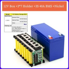 12V 3S 7P 40A Li-ion Battery Pack DIY Kit Case Holder Blue for 18650 Power Wall