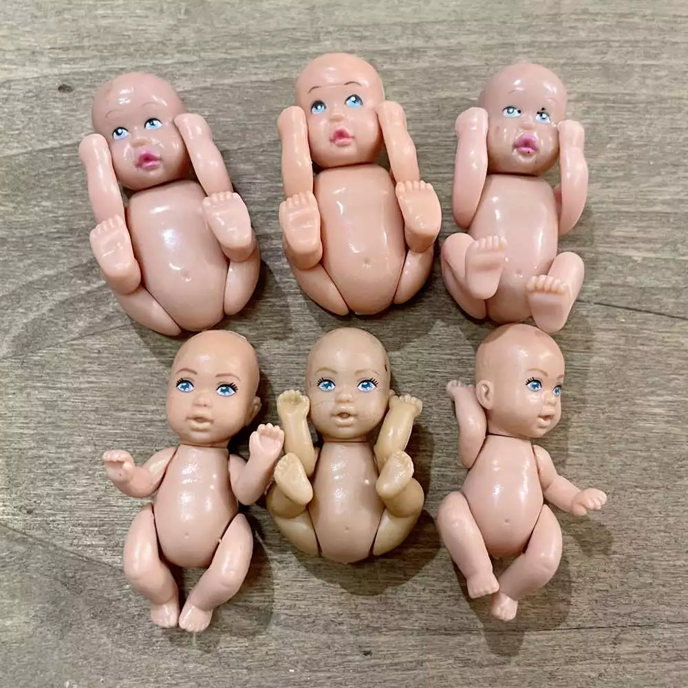 6pcs Happy Family Barbie Midge Pregnant Newborn Baby Girl Doll 1.75”