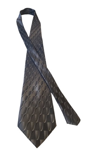 David Taylor Designer Polyester Tie Gray Geometric Necktie Made in USA Business - Picture 4 of 13