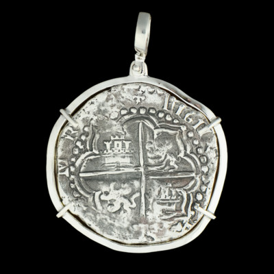 Atocha Sunken Treasure Jewelry - Extra Large Potosi Silver Coin Pendant w/Polish