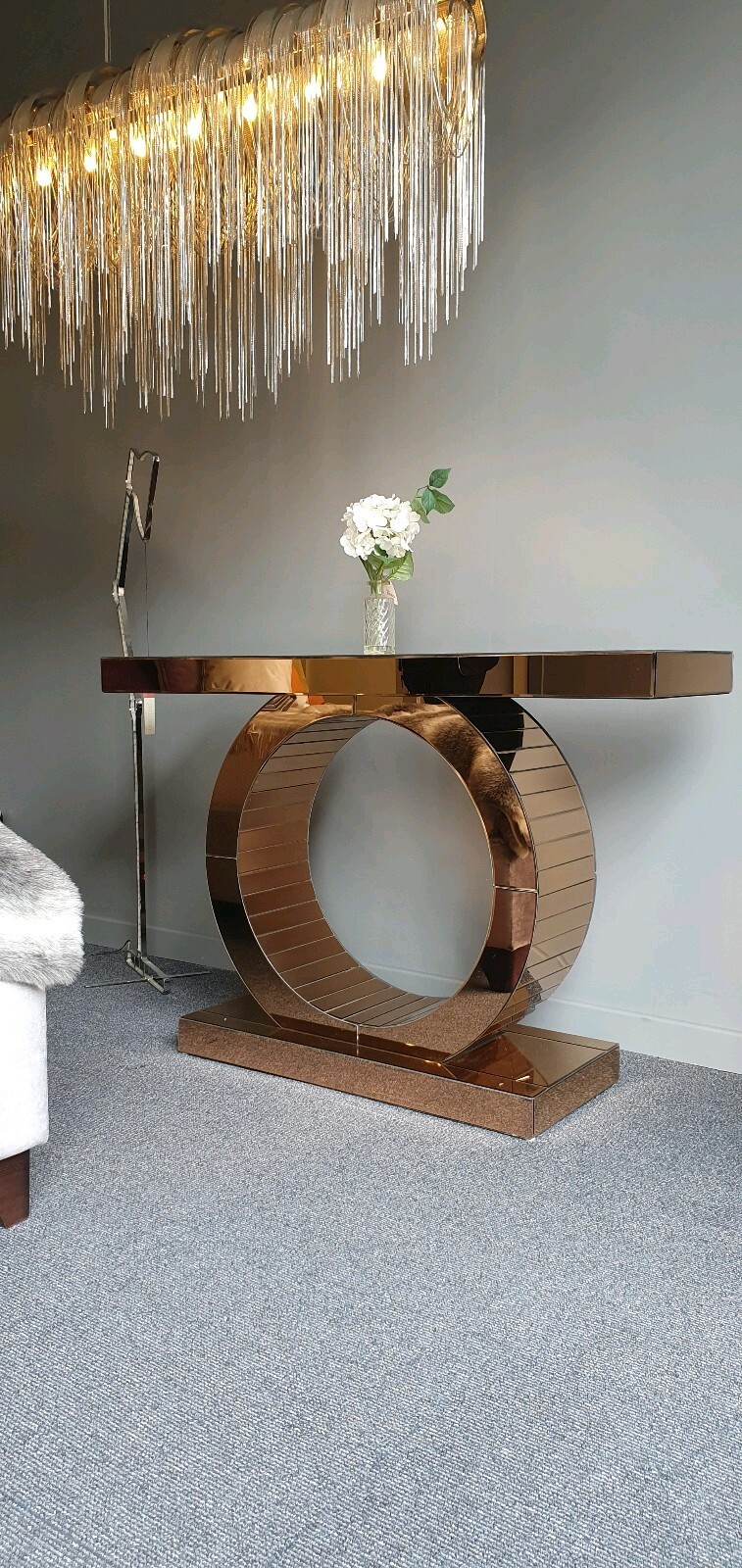 Mirrored Console Hallway Side Table Gold Mirror Modern Furniture Glass Lounge