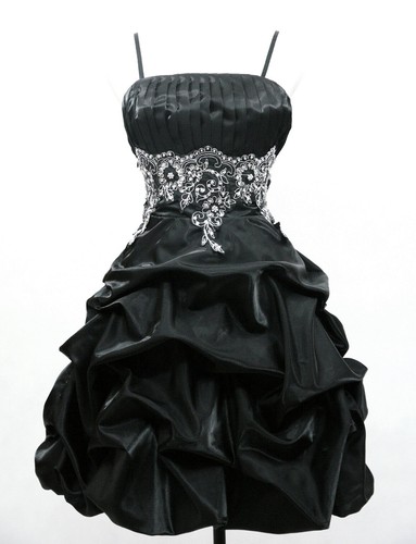 BLACK EVENING RUFFLE DRESS FLORAL 