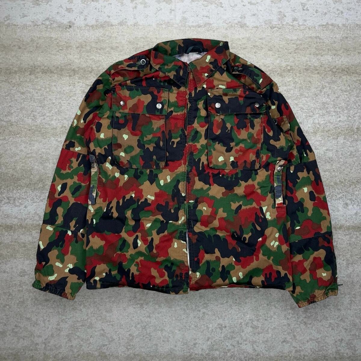Vintage Swiss Military Camo Jacket Mens M Pattern Red Brown Vintage Swiss Military Camo Jacket Mens M Pattern Red Brown