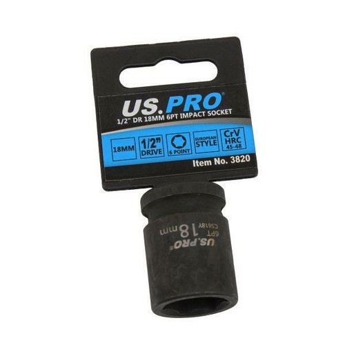 US PRO Tools 18mm Impact Socket 1/2" Drive 6 Point Single Hex 3820 - Picture 3 of 3