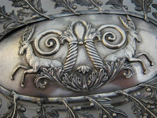 Antique German Solid Silver Bread Tray or Basket Naturalistic Rococo Design - Picture 6 of 11