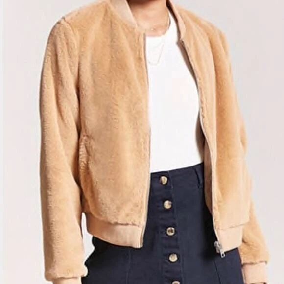 Forever 21 faux hotsell fur bomber jacket