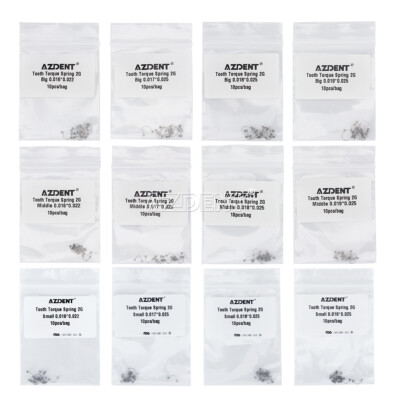 AZDENT 12 Size Dental Orthodontic Torque Springs - Anterior Teeth Rectangular, 10Pcs/Pack