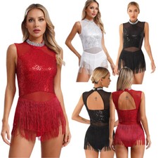 Womens Dancewear Ballet Costume Gymnastics Dress Dance Lyrical Patchwork Samba