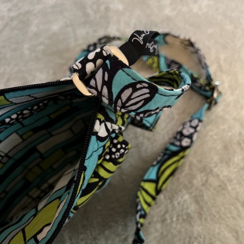 Vera Bradley Teal Green White Black Flowers Small Cross Body Purse Magnetic - Picture 9 of 9