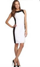 NWTCalvin Klein Lining Sleeveless Black/Ivory Colorblock Ribbed Sheath Dress 14W