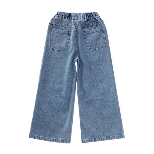Kinder Mädchen Jeans Reisen Denim Weites Bein Hosen Einkaufen Unten Gerade - Bild 8 von 20