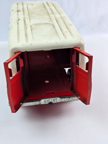 Giocattolo vintage anni 60 acciaio nylon U-Haul Ford Econoline Van con porte funzionanti - Foto 8 di 9