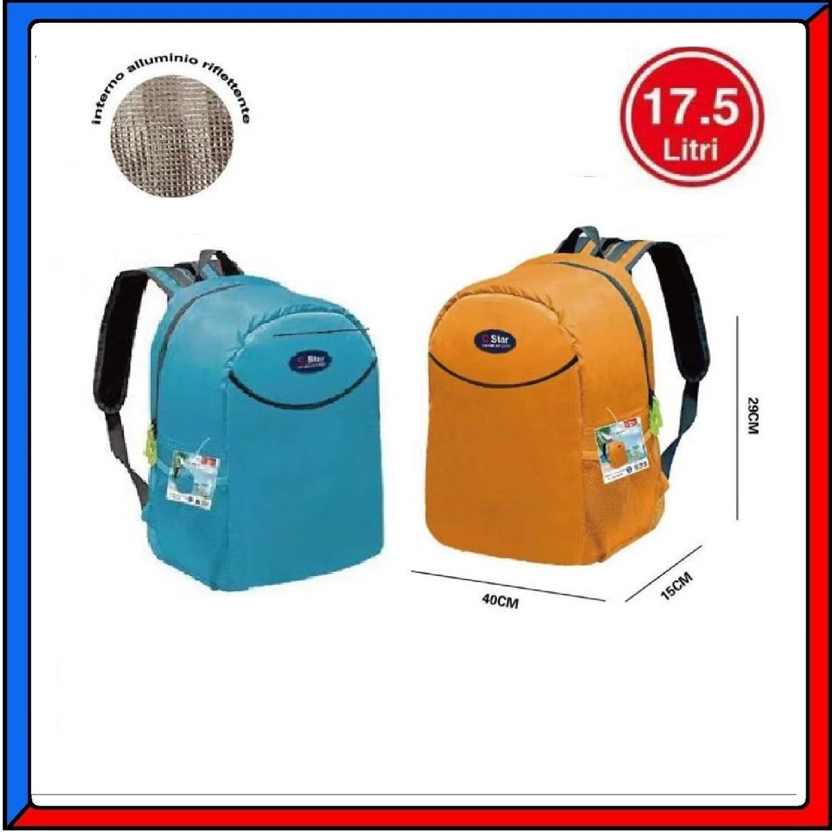 Borsa Termica Zaino 17L Porta Pranzo Alimenti Bevande da Mare Campeggio  Piscina