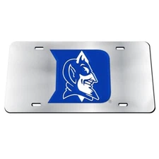 DUKE BLUE DEVILS SILVER CRYSTAL MIRRORED​ CAR LICENSE PLATE NCAA LICENSED