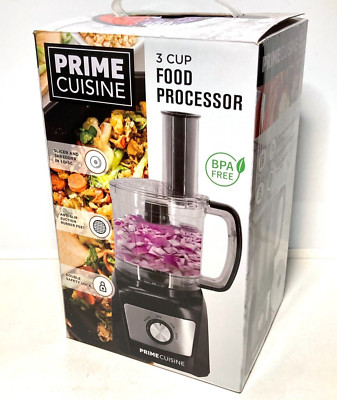 Prime Cuisine Mini Food Processor 3 Cup, BPA Free, Stainless Steel Blades, 300 W