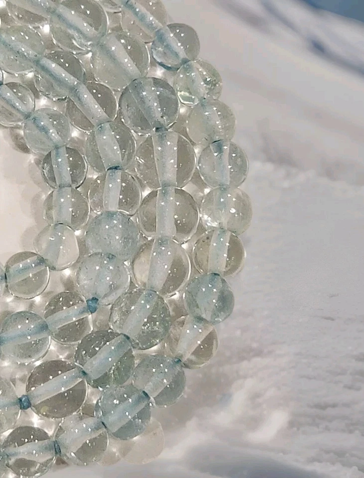 Ожерелье из 14-каратного желтого золота с натуральными прозрачными бусинами аквамарином 17 дюймов  - Изображение 3 из 4