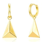 Ladies Earrings Gold Plated 18K 750 Gold Pyramid Trend Waterproof O6023D