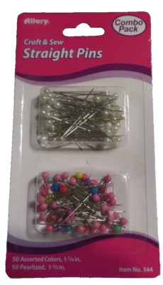2 packs Allary Craft & Sew 100 Straight Pins Pearlized and Assorted Colors #344