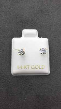 14 KT Yellow Gold Stud Earrings Screw Back pierced 4MM