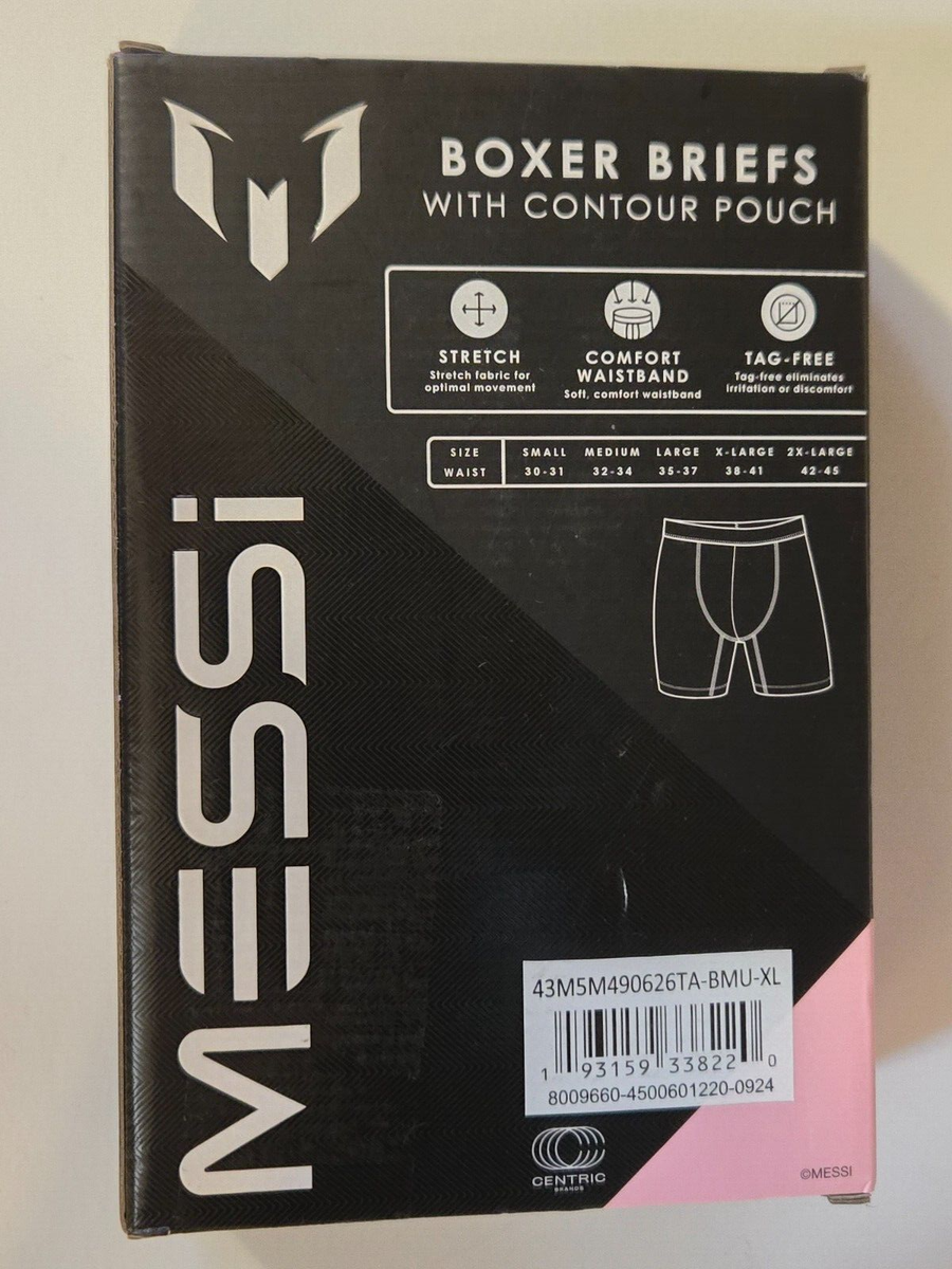 MESSI COLLECTION 3 Pack Mens Stretch Boxer Briefs Black X-LARGE