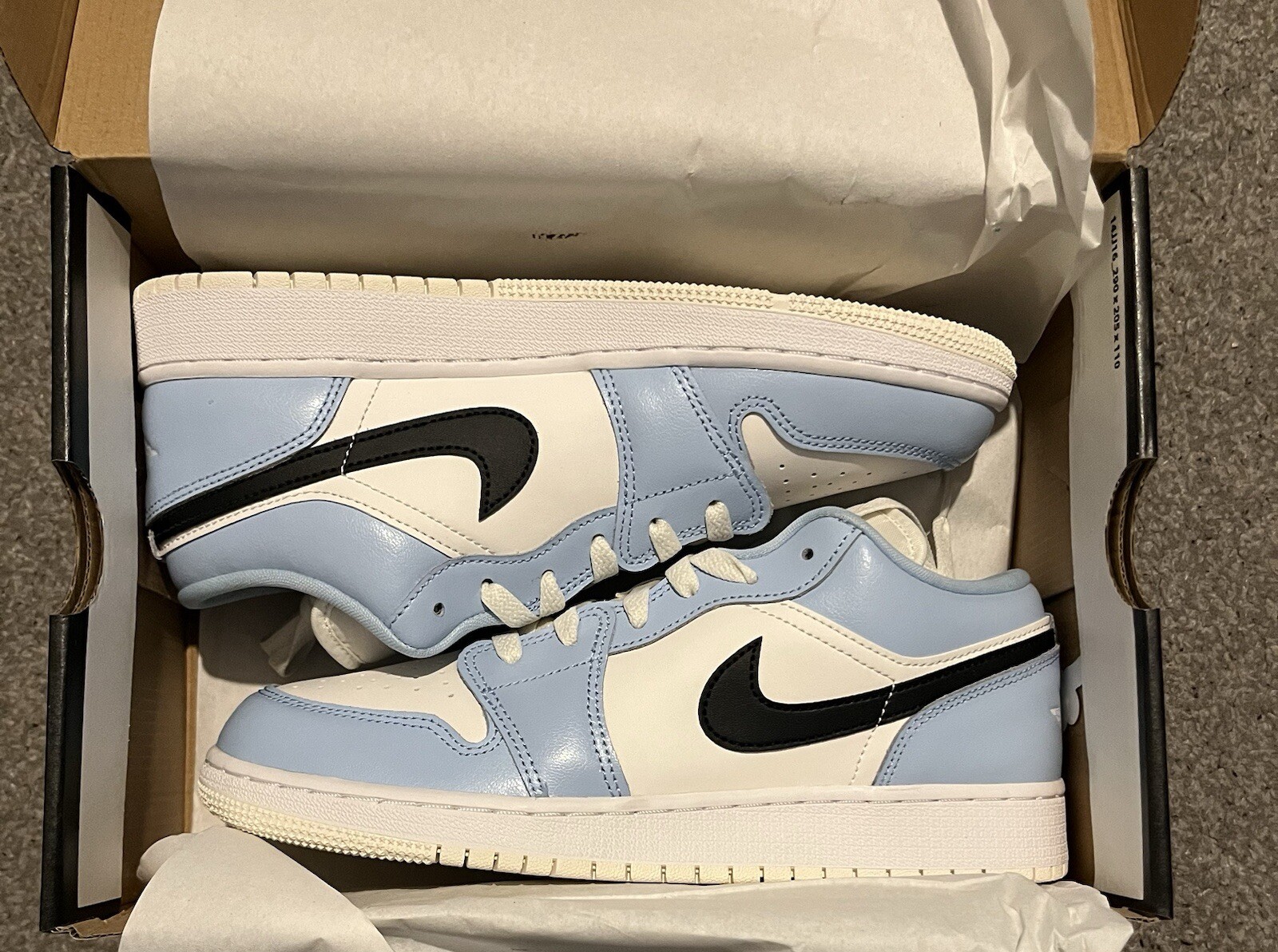 Nike Air Jordan 1 Low Ice Blue Negro (GS) UK6 US7Y EU40 554723-401