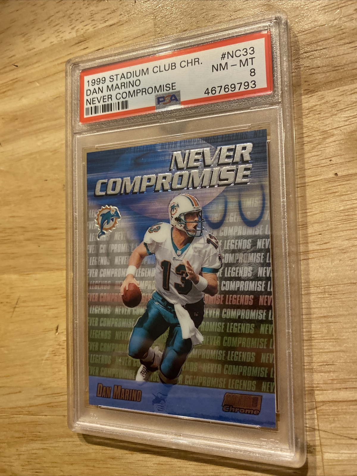 Dan Marino PSA 8 Topps Stadium Club Chrome Vintage Football Card 1999 Dolphins view 5